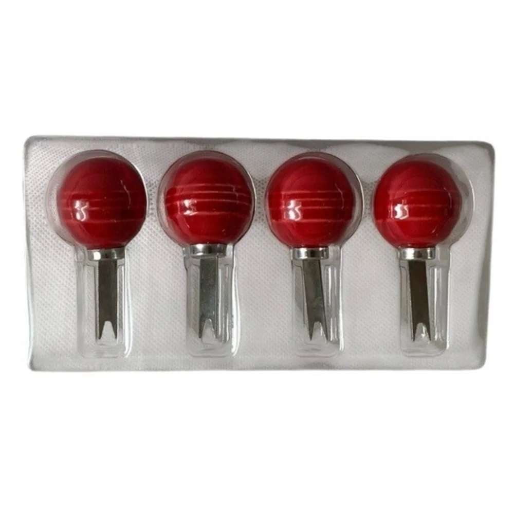 Tru Colore Corn Holders Set of 4 Red Ball Ceramic Metal Corn Sticks NIB